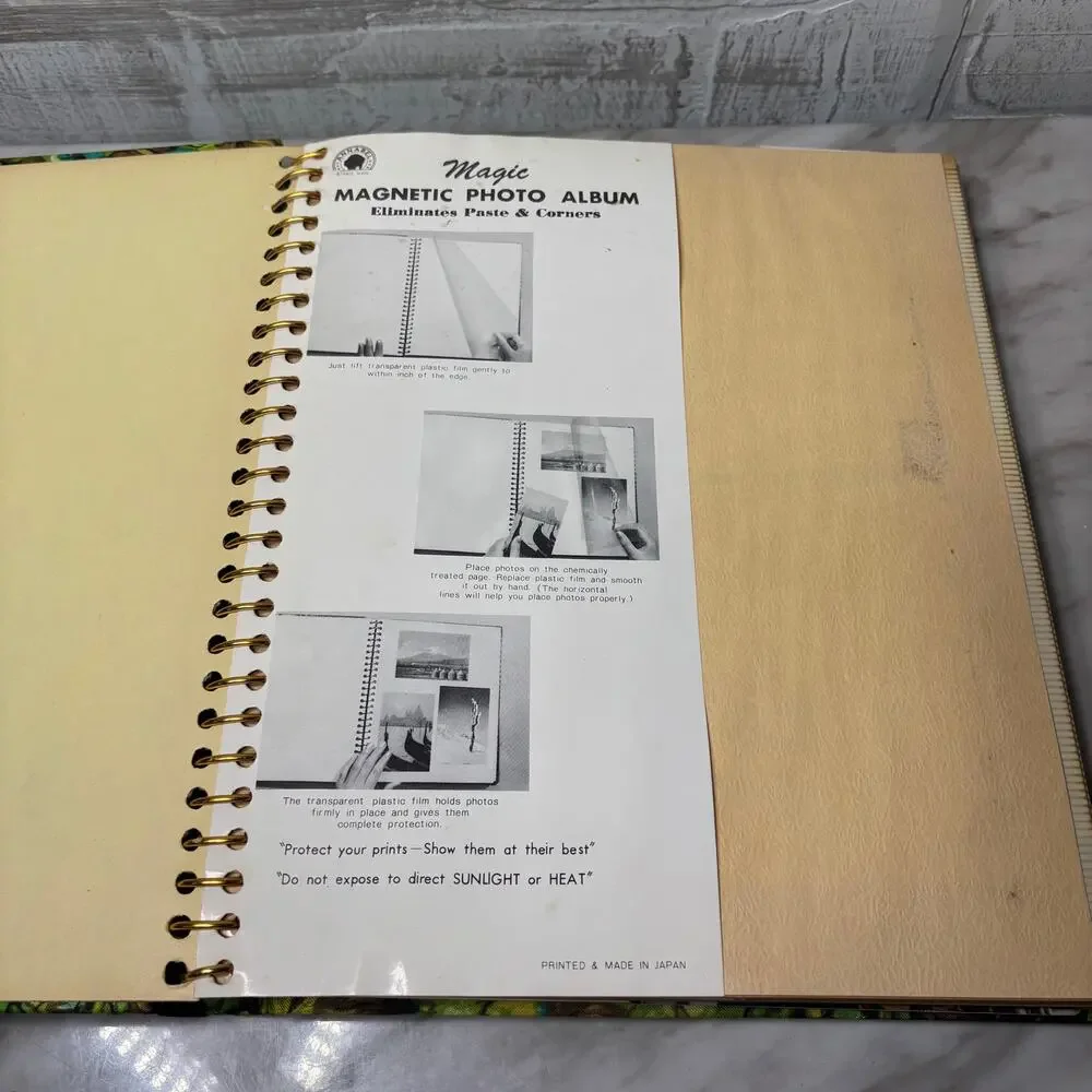 Vintage Groovy Floral Fabric Photo Album with Photos